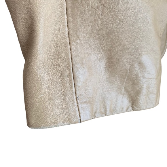 Vintage 90s Y2k The Limited Beige Leather Blazer Jacket - Picture 11 of 13